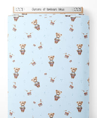 Tissu - Oursons et tambours bleus