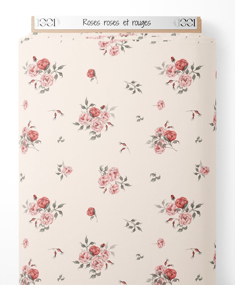 Tissu - Roses roses et rouges