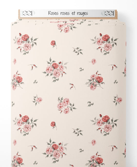 Tissu - Roses roses et rouges