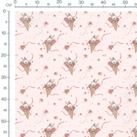Tissu - Lapins dans cornets roses