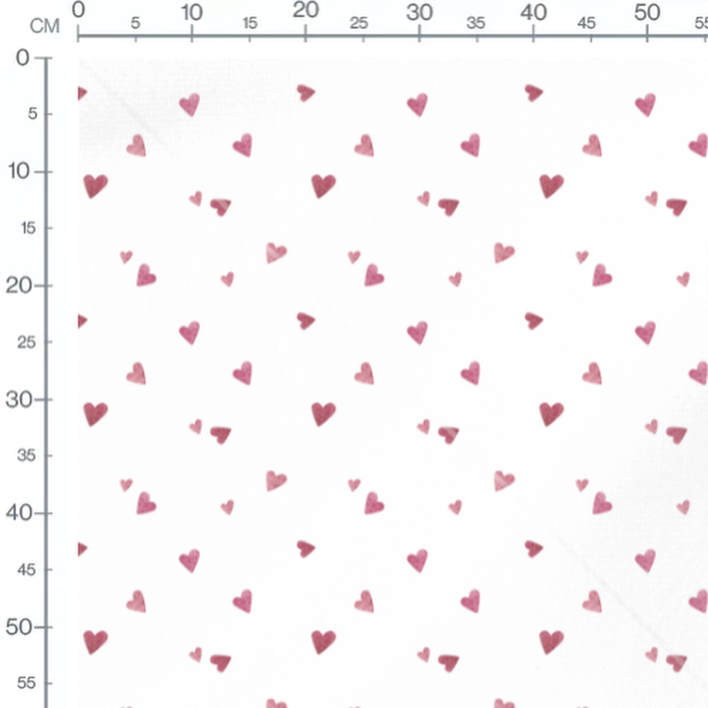 Tissu - Cœurs roses aquarelle variés