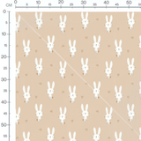 Tissu - Lapins blancs sur beige