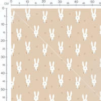 Tissu - Lapins blancs sur beige