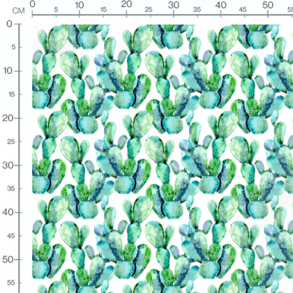 Tissu - Cactus verts aquarelle