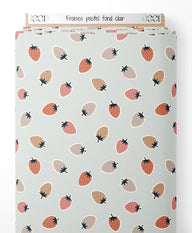 Tissu - Fraises pastel sur fond clair