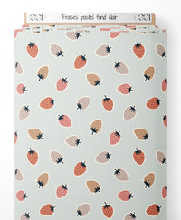 Tissu - Fraises pastel sur fond clair