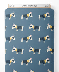 Tissu - Chiens en pull rayé