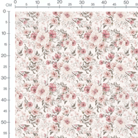 Tissu - Fleurs roses sur crème 2