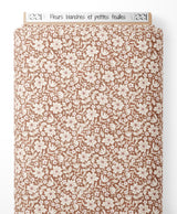 Tissu - Fleurs blanches et petites feuilles