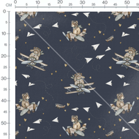 Tissu - Oursons aviateurs et avions