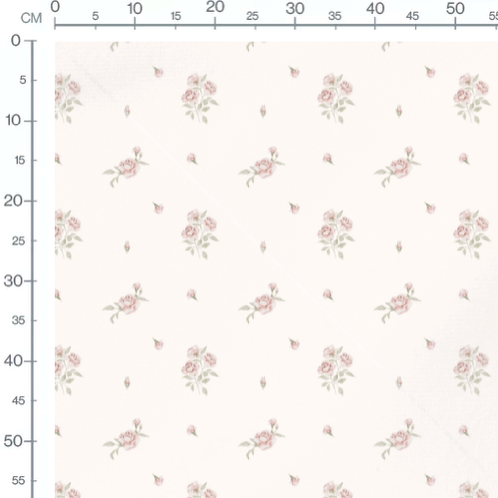 Tissu - Bouquets roses sur fond clair