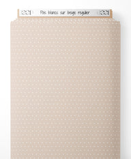 Tissu - Pois blancs sur beige régulier