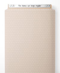 Tissu - Pois blancs sur beige régulier