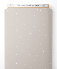 Tissu - Pois blancs discrets sur beige
