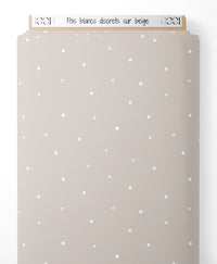 Tissu - Pois blancs discrets sur beige
