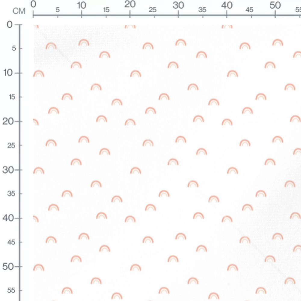 Tissu - Arcs-en-ciel roses sur blanc