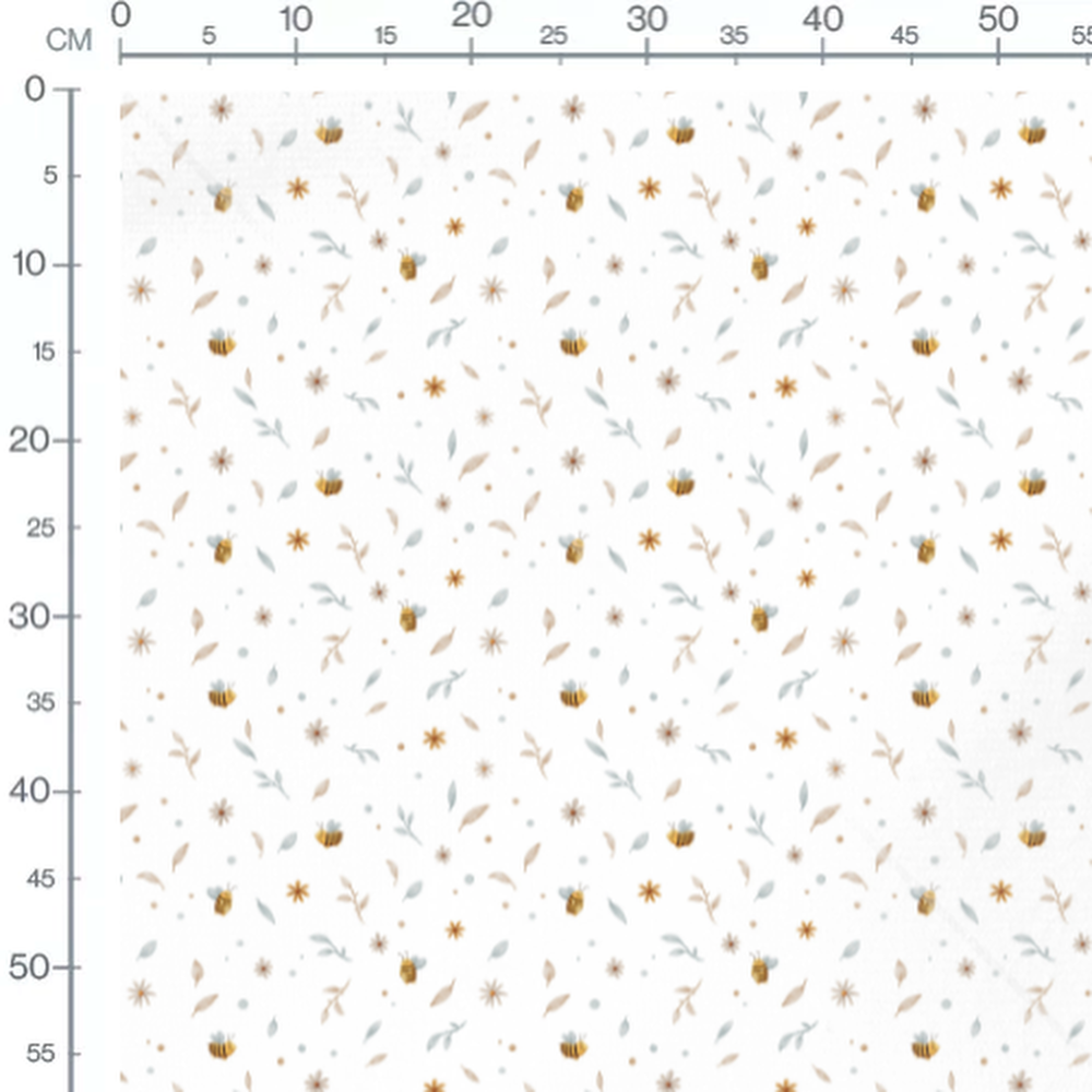Tissu - Abeilles sur fond blanc pastel