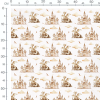 Tissu - Dragons et châteaux beige