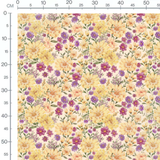 Tissu - Fleurs jaunes et violettes beige