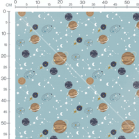 Tissu - Planètes et constellations bleues