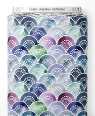 Tissu - Écailles dégradées multicolores
