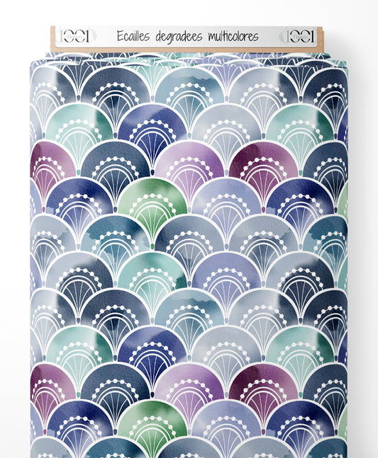 Tissu - Écailles dégradées multicolores