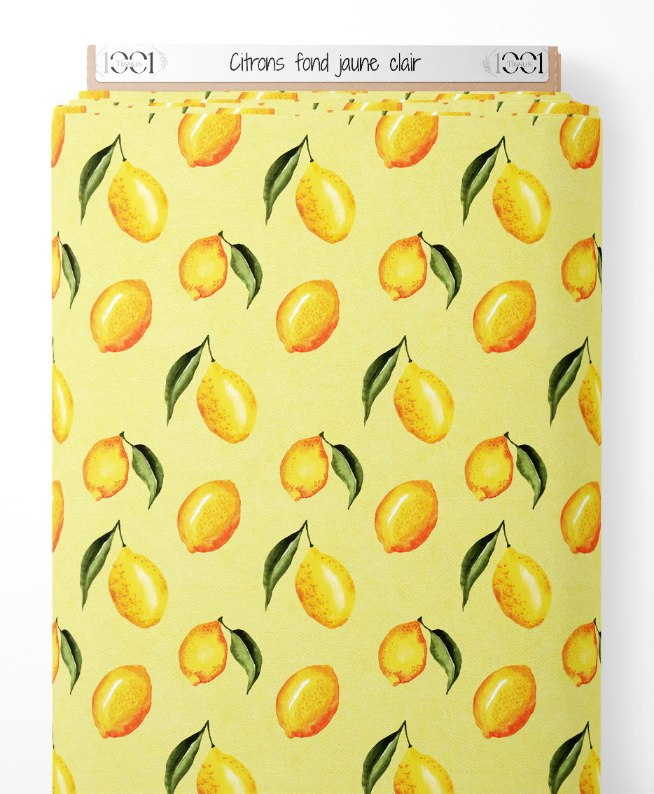 Tissu - Citrons sur fond jaune clair