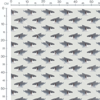 Tissu - Requins gris souriants