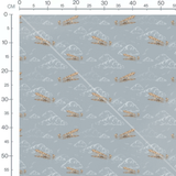 Tissu - Avions anciens sur nuages