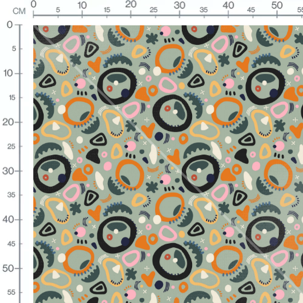 Tissu - Abstrait vif sur fond vert