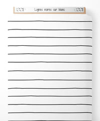 Tissu - Lignes noires sur blanc