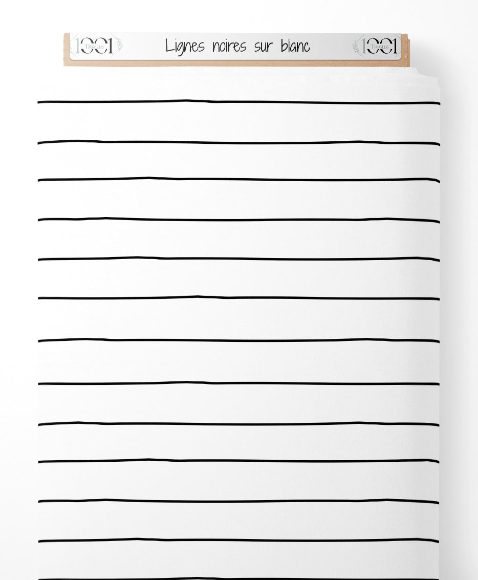 Tissu - Lignes noires sur blanc