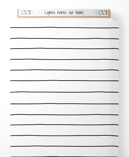 Tissu - Lignes noires sur blanc