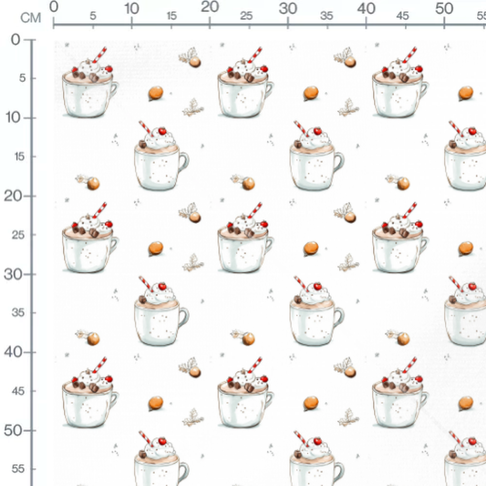 Tissu - tasse chocolat chaud gourmand