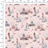 Tissu - Sirènes et trésors rose pâle