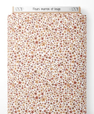 Tissu - Fleurs marron et beige