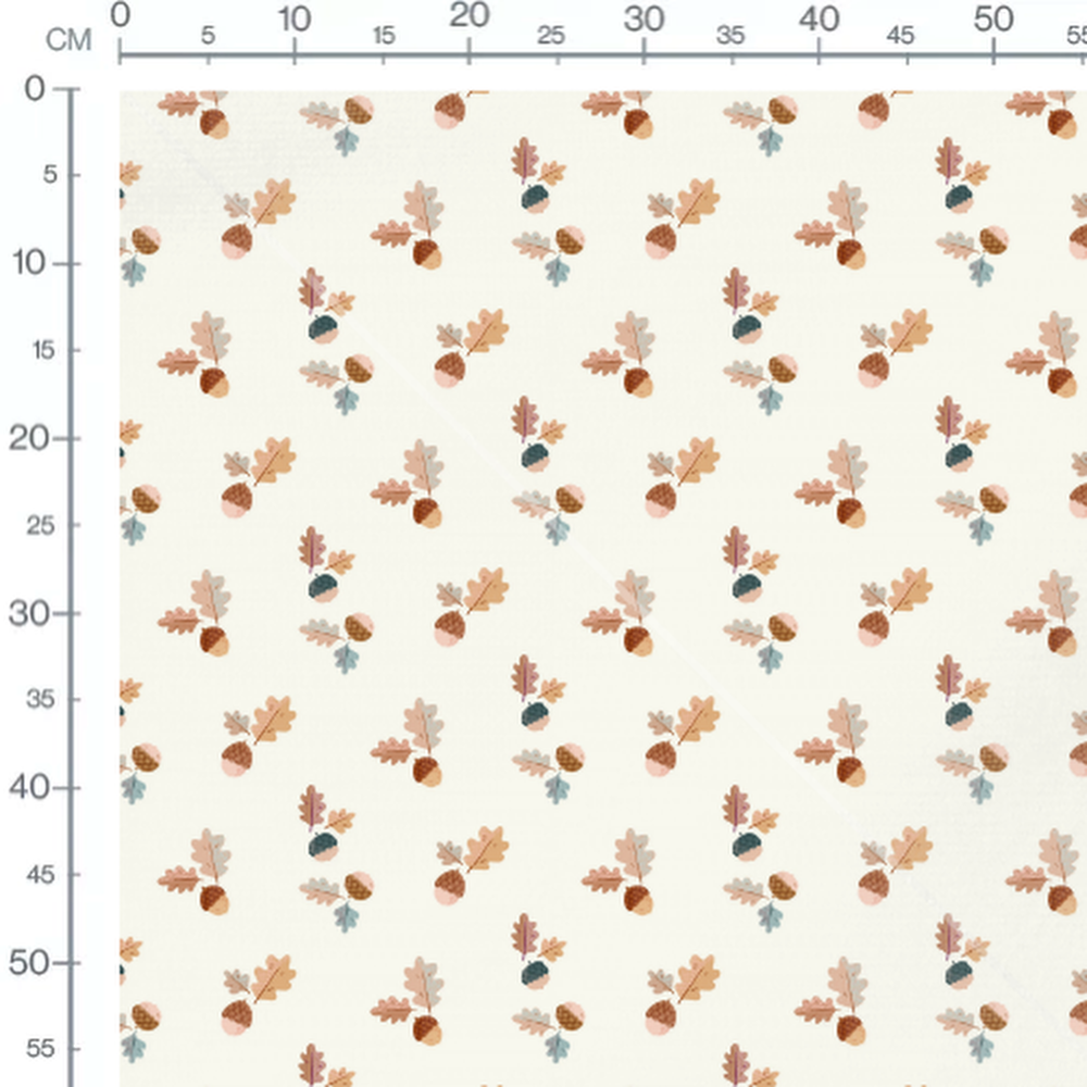 Tissu - Feuilles et étoiles beige