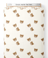 Tissu - Oursons marron sur fond blanc