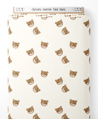 Tissu - Oursons marron sur fond blanc