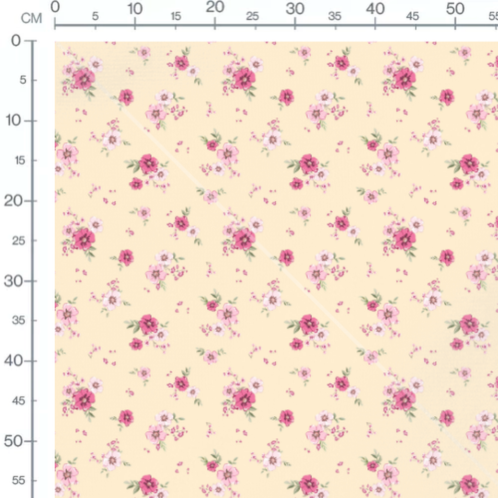 Tissu - Fleurs roses et bourgeons