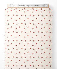 Tissu - Coccinelles rouges sur crème