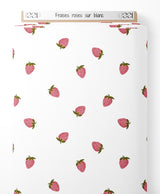 Tissu - Fraises roses sur blanc