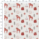 Tissu - Animaux stylisés et pommes