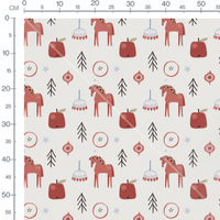 Tissu - Animaux stylisés et pommes