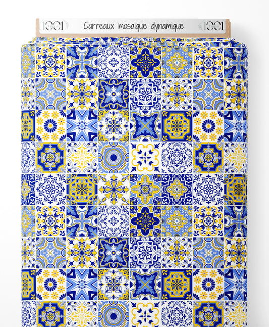 Tissu - Carreaux mosaïque dynamique