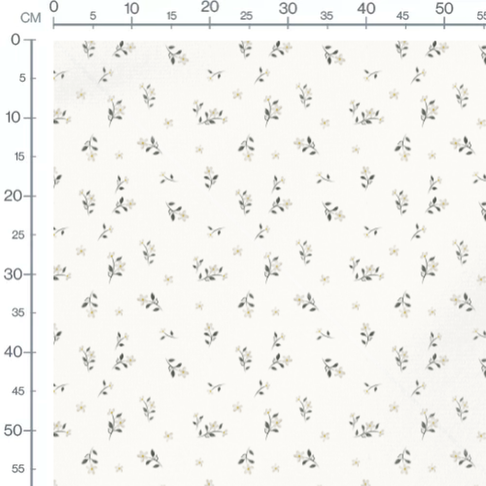 Tissu - Fleurs blanches sur fond blanc 2