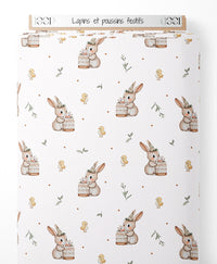 Tissu - Lapins et poussins festifs