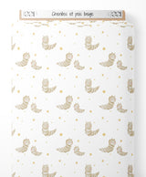 Tissu - Chenilles et pois beige