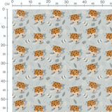 Tissu - Animaux mignons et feuilles