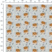 Tissu - Animaux mignons et feuilles